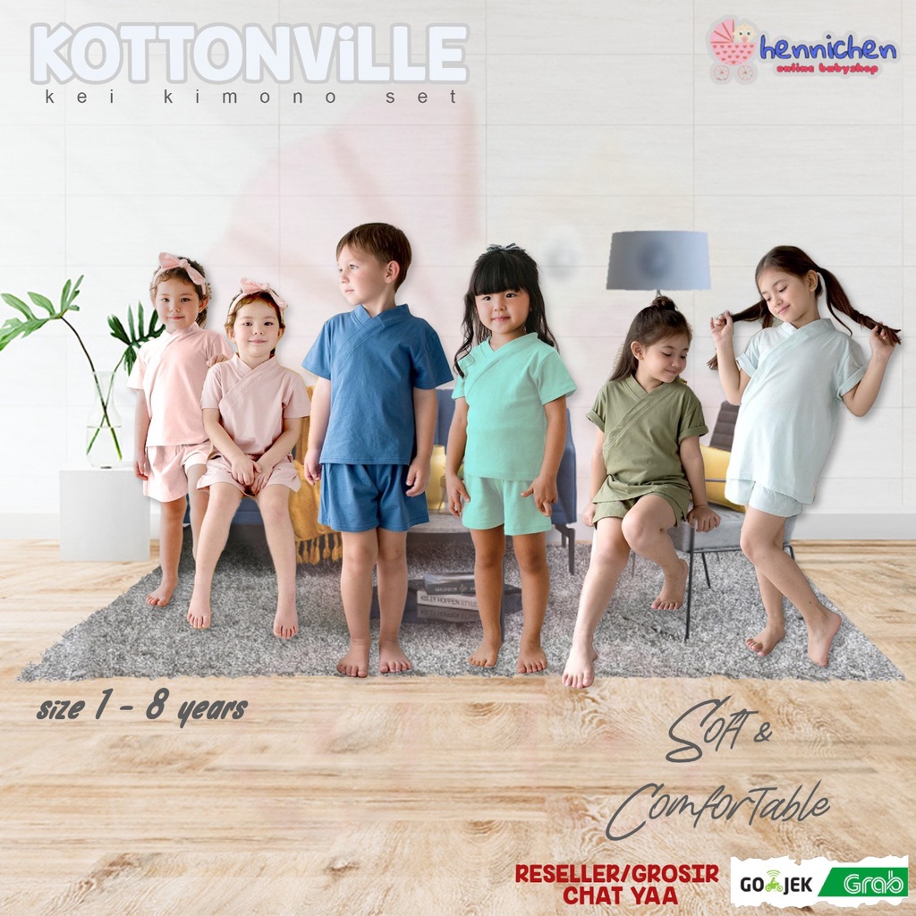 KOTTONVILLE Takoyakids Kei Kimono Sets baju tidur anak pakaian anak 1-8 thn