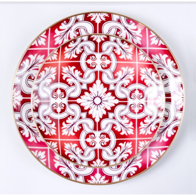 Piring makan CHINA - motif blue&red