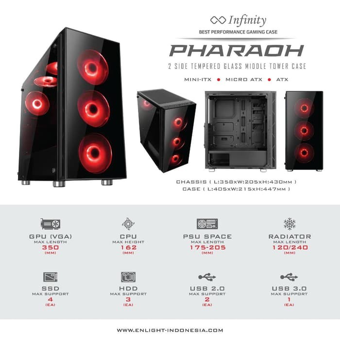 CASING GAMING INFINITY PHARAOH - 2 SIDE TEMPERED GLASS