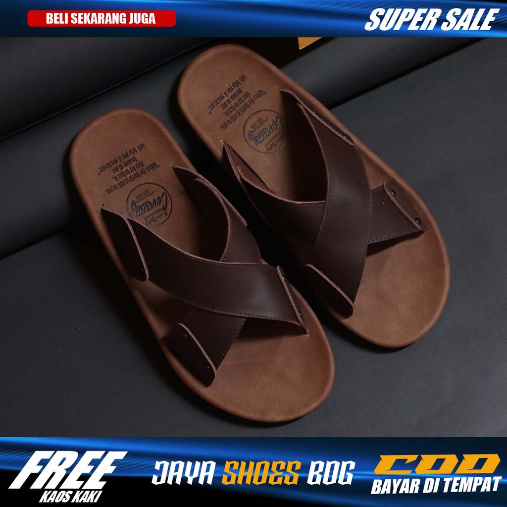 XMIN|Chinel Sandal Kulit pria kasual Original Distro Murah Anti Slip