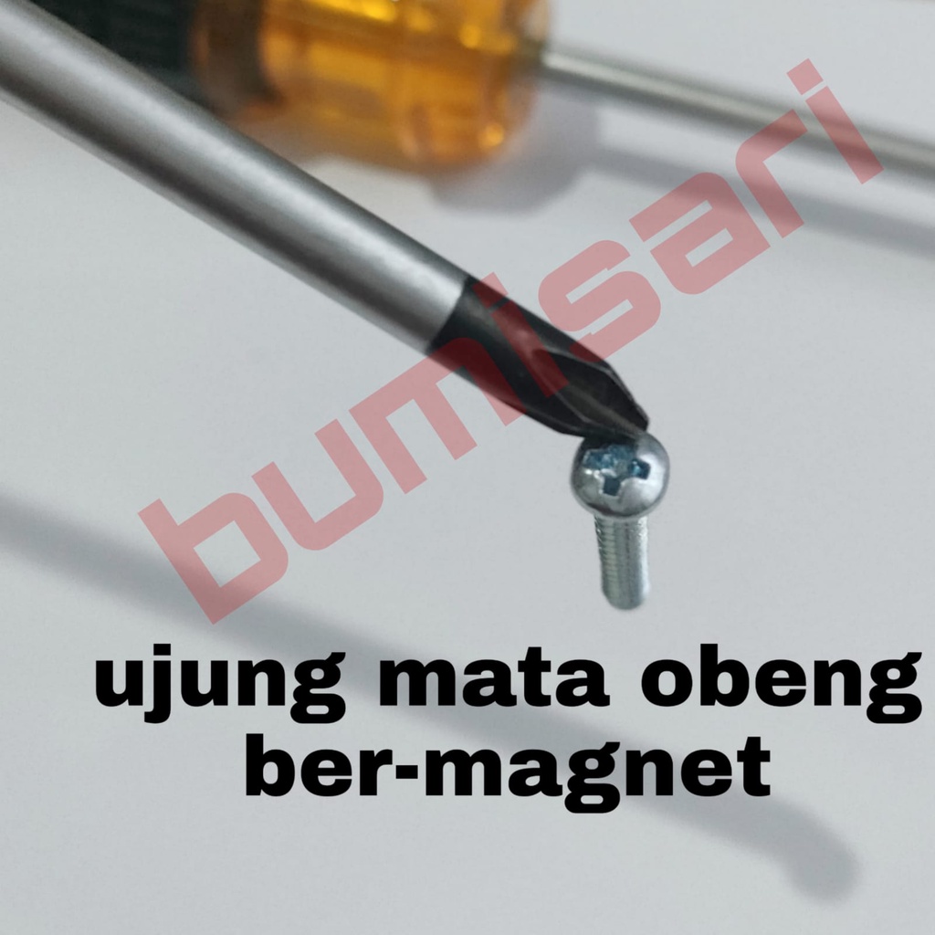 Obeng gagang karet (+) (-) panjang 15 cm (6 inch) nyaman dipegang