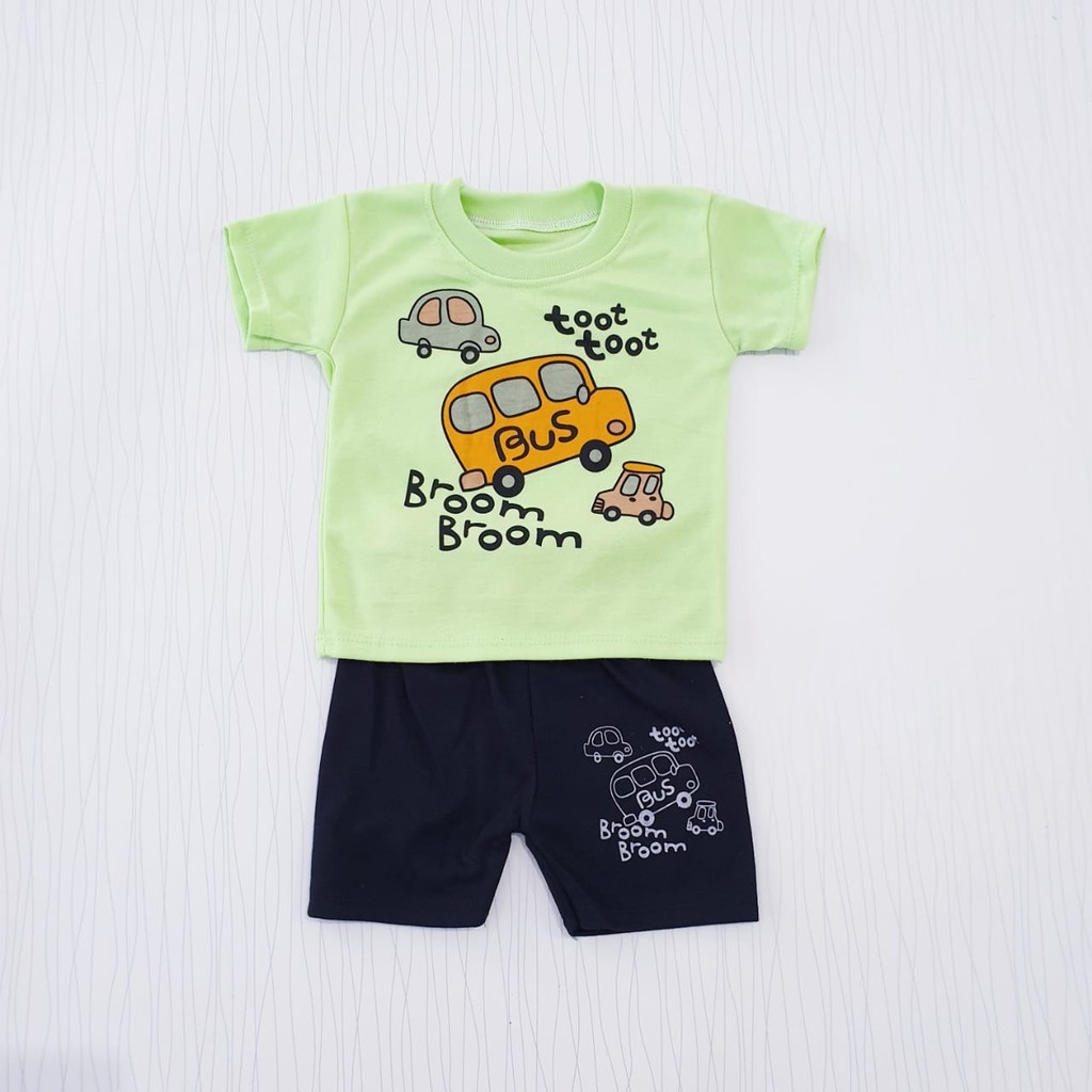 setelan anak laki-laki broom broom usia 0-12 bulan / baju bayi cowo