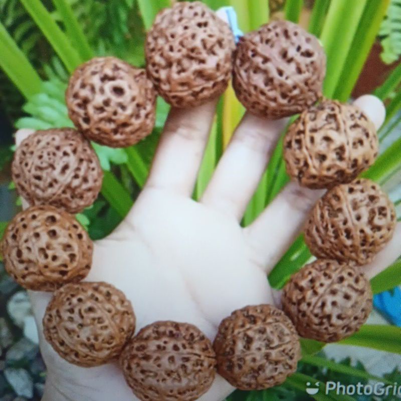 gelang jenitri ukuran besar 8 garis langka bersih merah tua