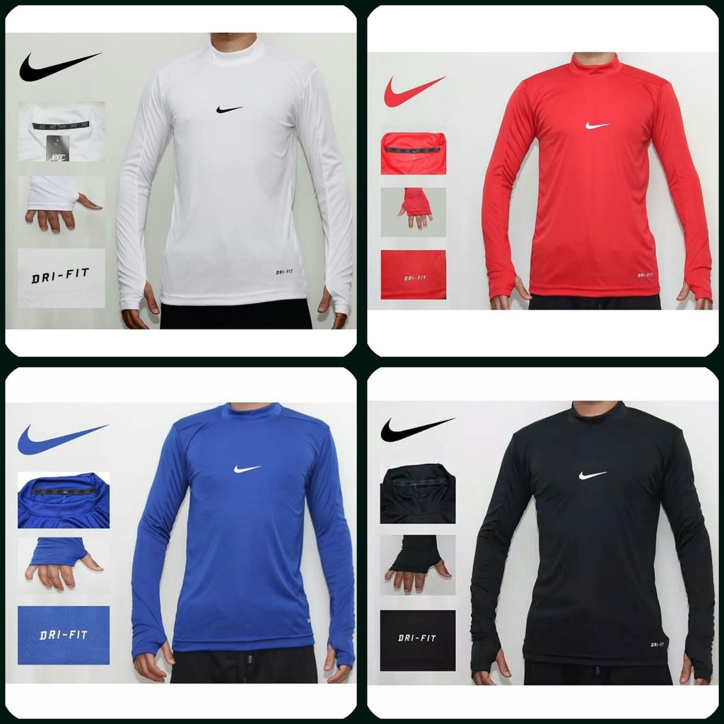 Baju Baselayer Nike - Manset Panjang Thumbole - Kaos Daleman Olahraga Futsal Sepakbola