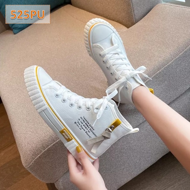 Sepatu Wanita Sneakers Retro Remix Tebal Sol 3 cm Hitam Putih - 525