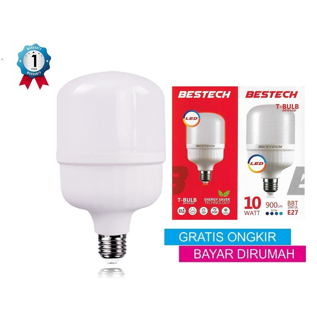 Lampu Bohlam LED BESTECH T Bulb White 10 WATT Hemat Energi Cahaya Lampu GARANSI 1 TAHUN