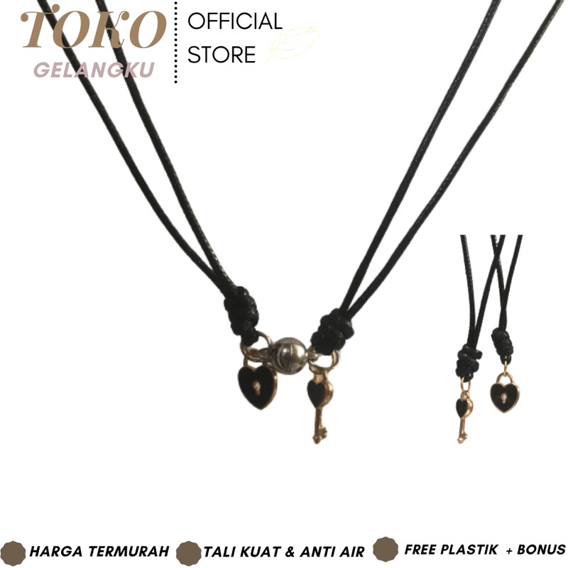 Kalung Couple Gembok Kunci Love Magnet / Kalung Tali Pria Wanita Couple Pacar atau Sahabat