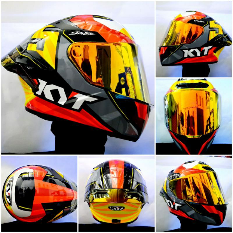 KYT TT COURSE JAUME MASIA 2019 PAKET GANTENG VISOR IRIDIUM+SPOILER 3D