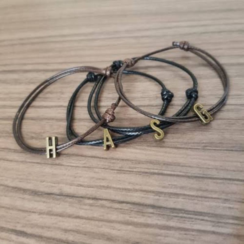 gelang hitam korea | inisial A-Z