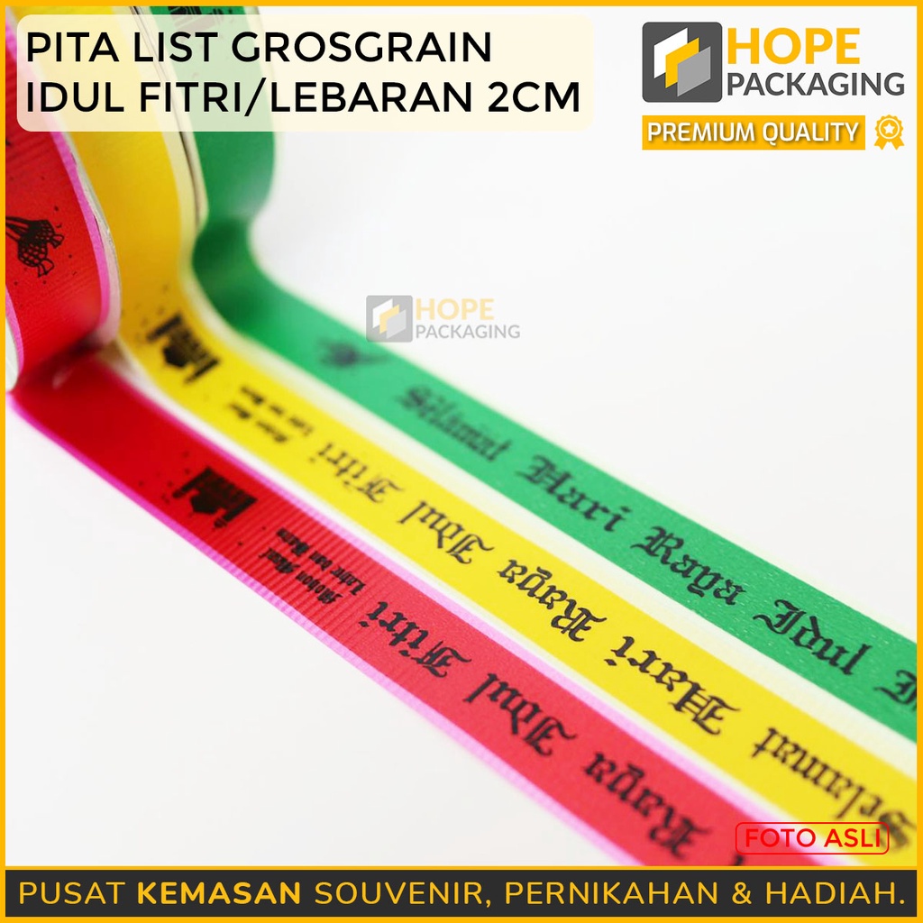 Pita Roll List Grosgrain 2 cm dan 3.8cm Pita Idul Fitri / Lebaran Souvenir Parcel Muslim