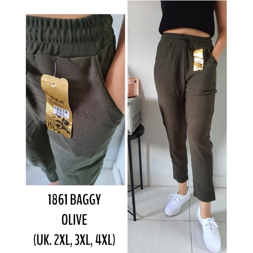 HOPYLOVY JUMBO Celana Panjang Baggy Pants Wanita Bahan Spandek Korea Kavia