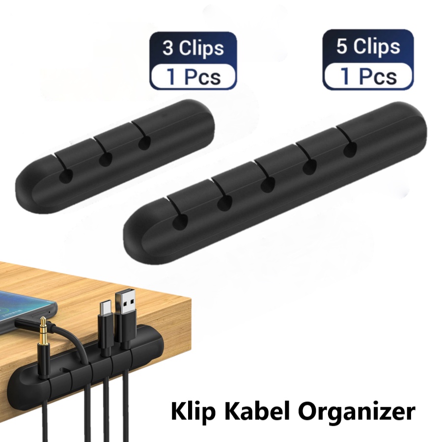 Klip Kabel Organizer Silicone Cable Clip - KR-8006 - Black