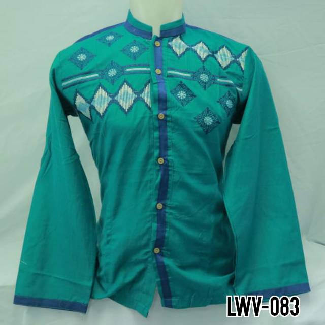 Grosir Baju Koko Muslim Pria Dewasa Lengan Panjang Hijau Tosca Pasar Tasik Tanah Abang LWV 083