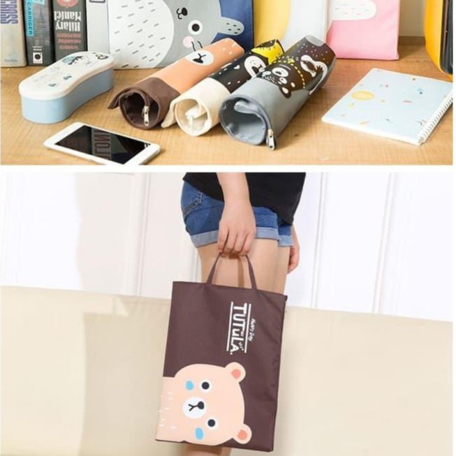 

SIMPLE POUNCH BAG CREATIVE FUN PRINT PORTABLE A4 FILE STORAGE POUCHBAG RT311