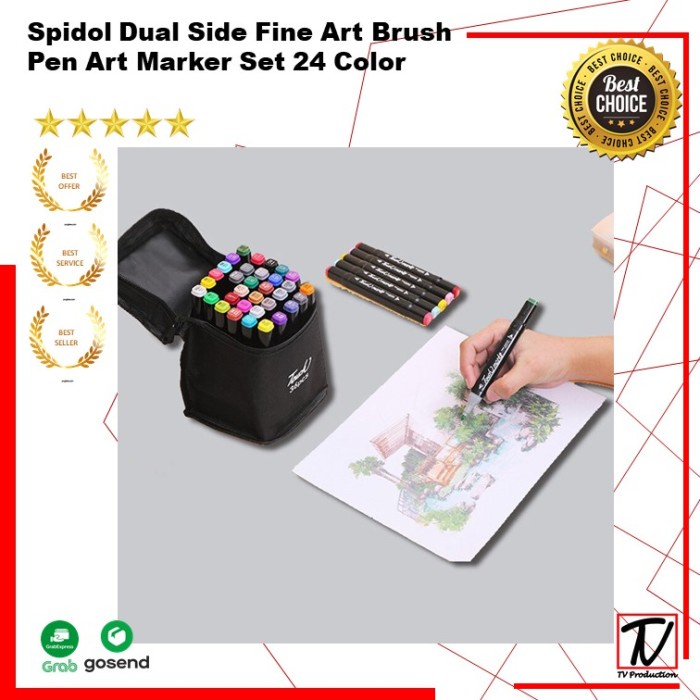 

(BISA COD) Spidol Dual Side Fine Art Brush Pen Art Marker Set 24,30,48 Color - 24.color