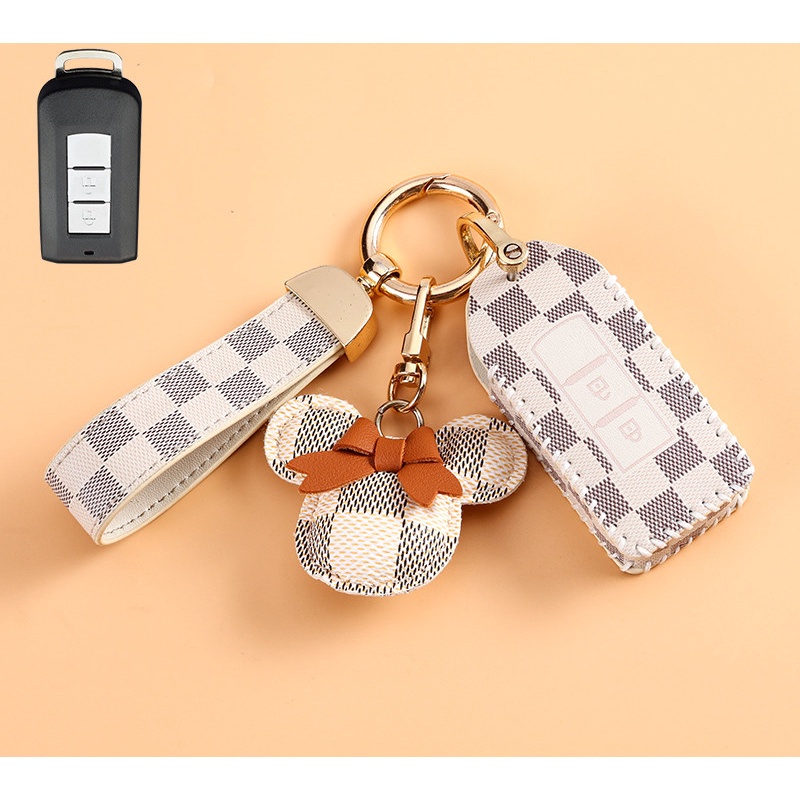 Untuk Mitsubishi Outlander Lancer Attrage keyless Radio-controlled car key leather case