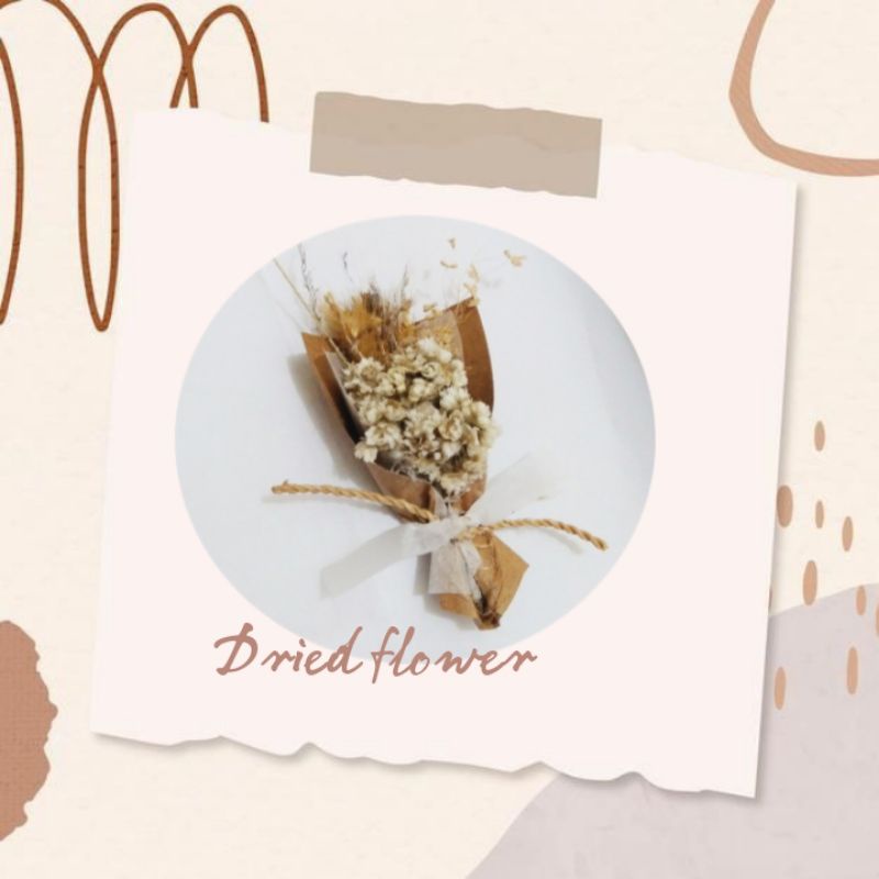 Mini buket coklat edelweis/bunga kering edelweis