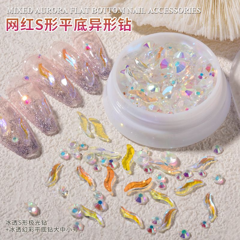 100PCS HOT NEW ITEM MIX AURORA FLAT BOTTOM NAIL ACCESORIES / RHINESTONE AURORA CRYSTAL CLEAR BEST CHOICE