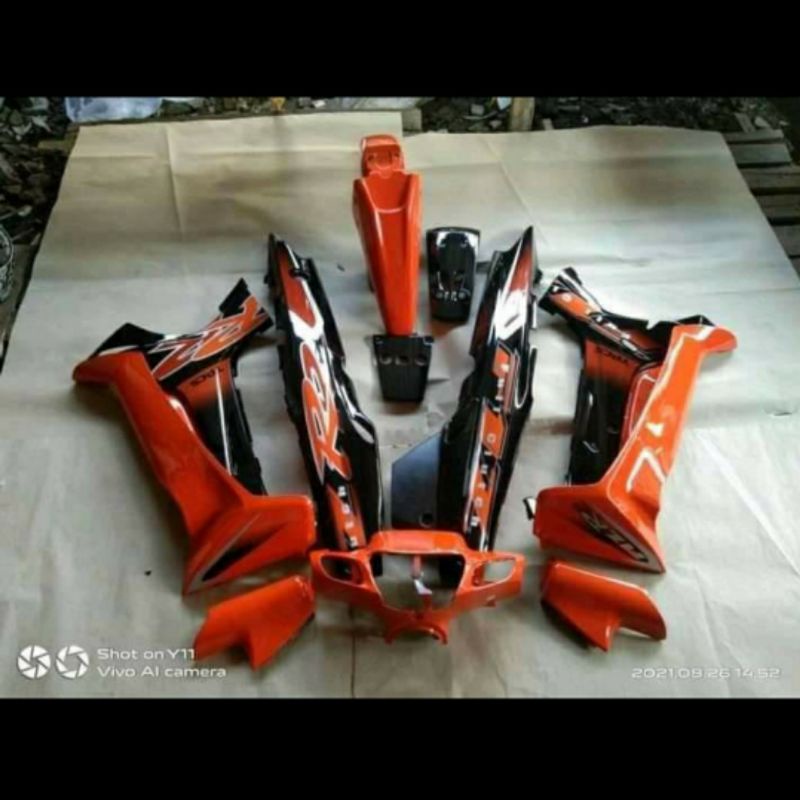 Cover Body Fizr F1zr Orange Hitam Full Set Halus Cover Bodi Yamaha Fiz r