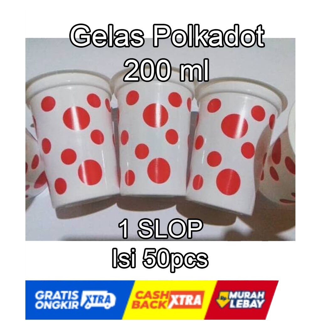 Gelas Polkadot / Gelas Plastik / Gelas Kopi