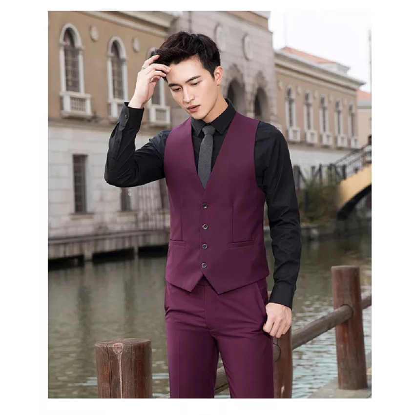 SETELAN BLAZER FORMAL PRIA SLIMFIT NIKAYU 5IN1 WARNA MAROON KANCING 2 EXCLUSIVE BAHAN HIGH TWIST