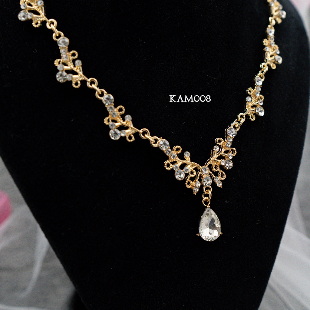 [BEST SELLER] SET PERHIASAN KALUNG ANTING CRYSTAL EMAS PENGANTIN  KAM008