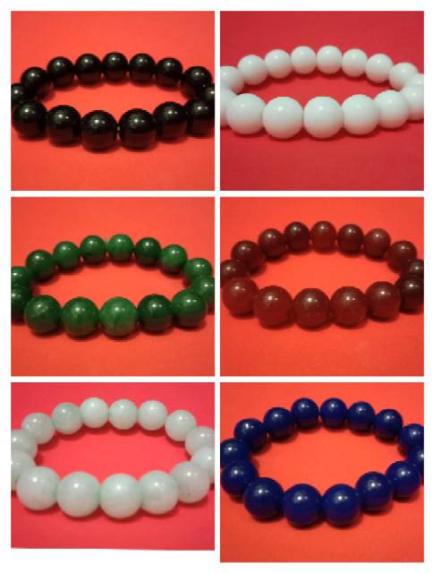 Gelang batu giok warna-warni UK 12 mm