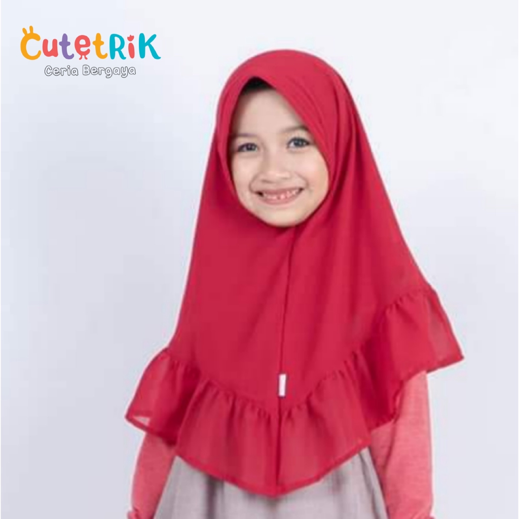 Jilbab Anak Cutetrik Ceruti Merah