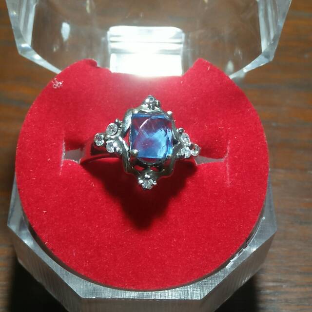 Cincin Perak Natural Blue Safir