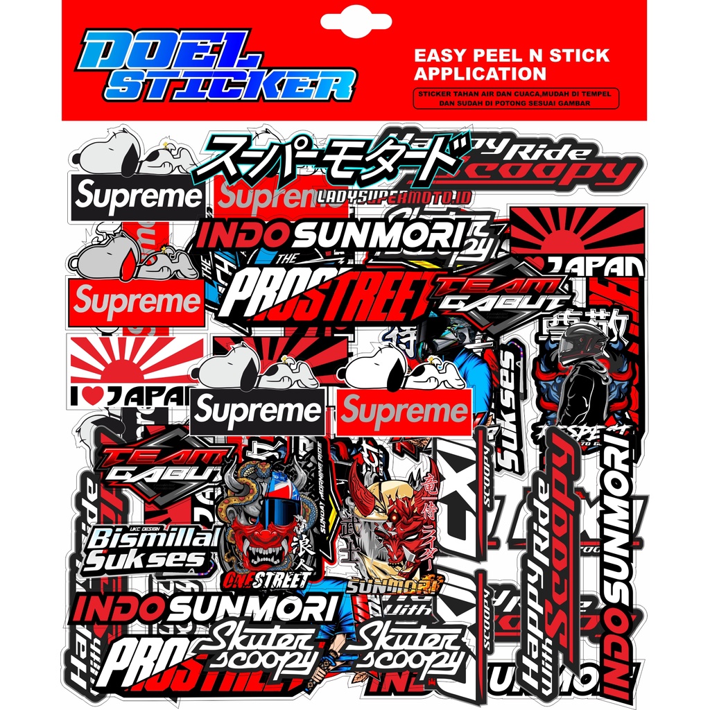 STICKER SUNMORI - Sticker Pack Sunmori 1 Set Isi Banyak Stiker Sunmori Rider One Street Respect SUNMORI NEW DOEL-3