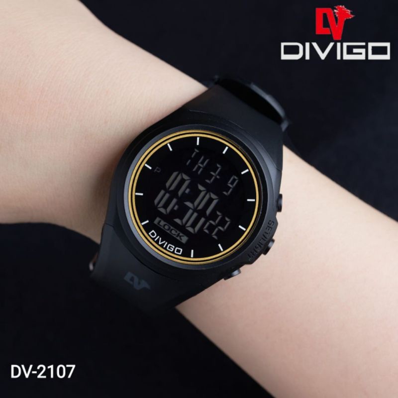 (Grosir)Jam Tangan Pria Divigo Dv2107 Digital Anti Air Strap Rubber(Terima Cod)