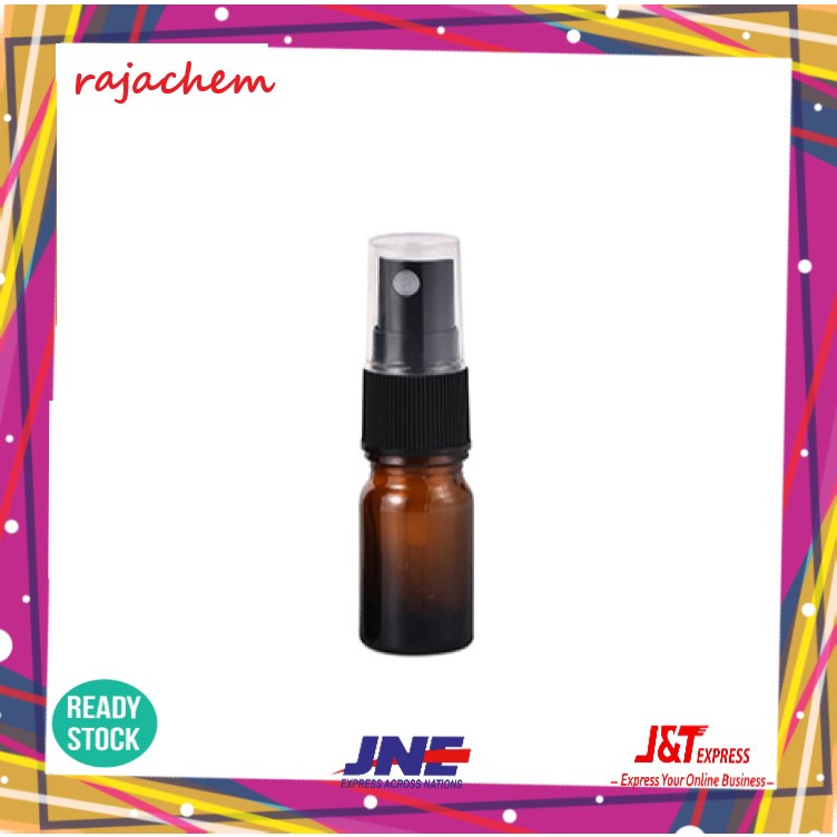 Botol Kaca Amber 5 ml Tebal Tutup Spray Hitam