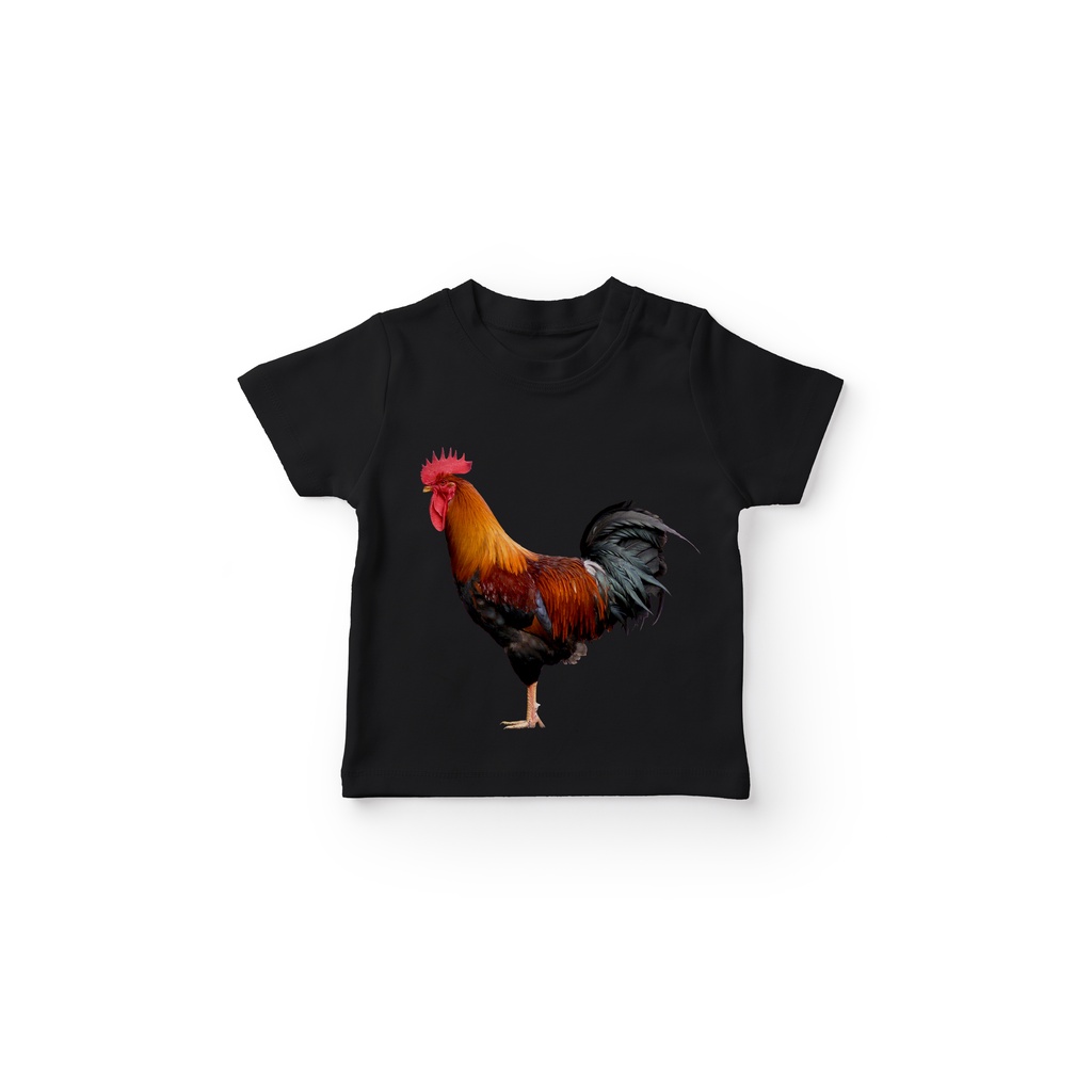 GKAHAYM2060 Kaos Anak Branded Motif Ayam Jago Merah Angkat Kaki Satu  Full Print Anak Lengan Pendek 