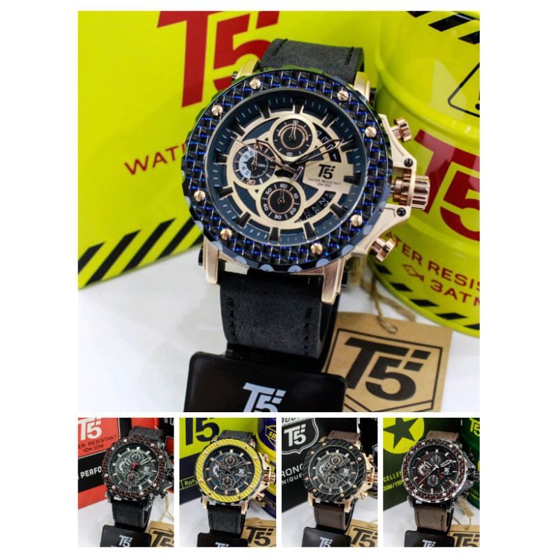 ORIGINAL!!Jam Tangan Pria T5 ORIGINAL H3860G Anti Air FREE Box Kaleng
