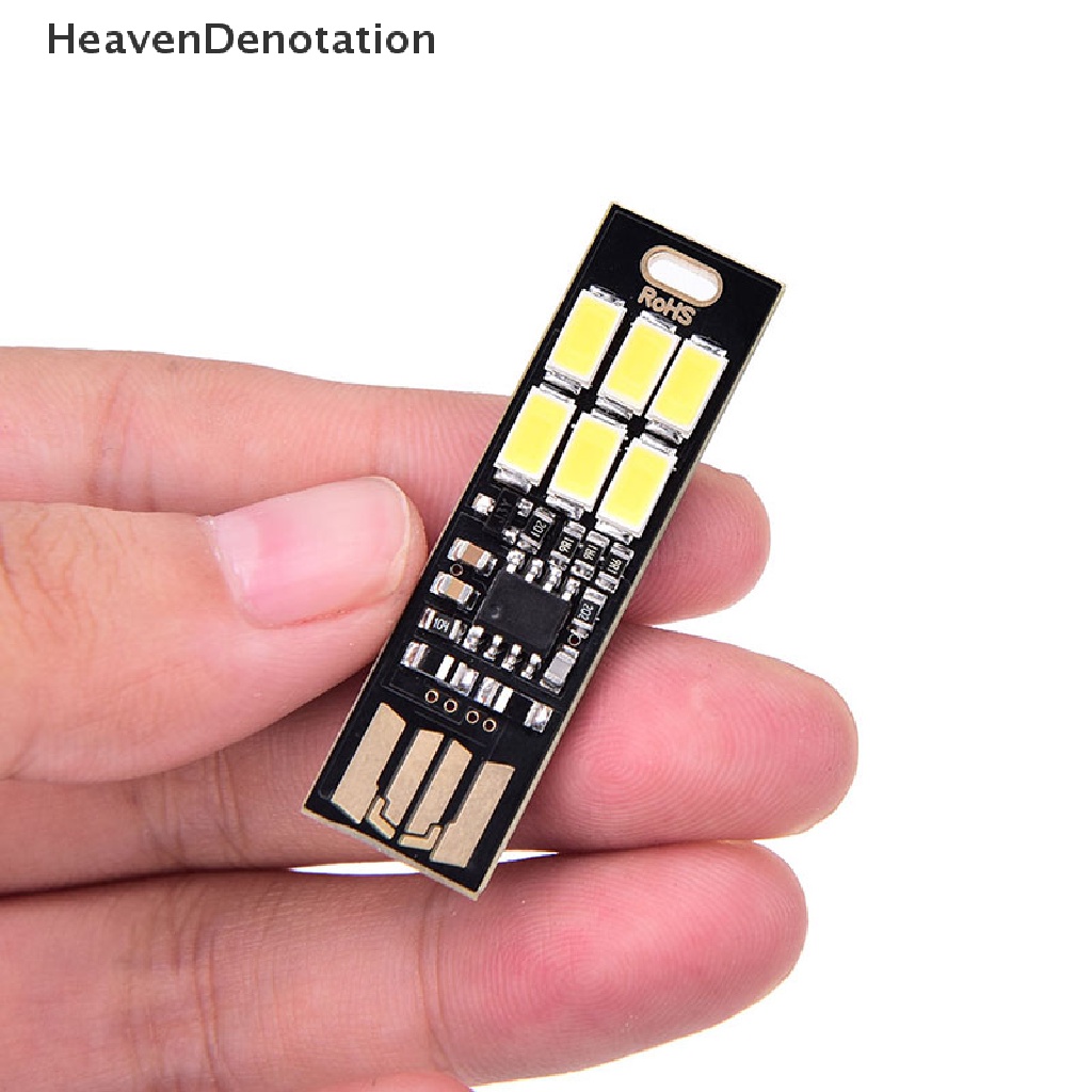 (Heavendenotation) 1pc Lampu 6-led Mini Portable Tenaga Usb Dengan Dimmer Sentuh Untuk Laptop