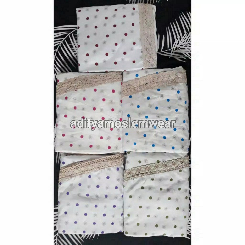 MUKENA KATUN POLKADOT PREMIUM DEWASA JUMBO POLOS RENDA RAJUT TRAVEL PROMO MURAH