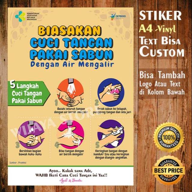 

Sticker Panduan Cara CUCI TANGAN A4 - Edit Desain Corona Versi Kemenkes RI