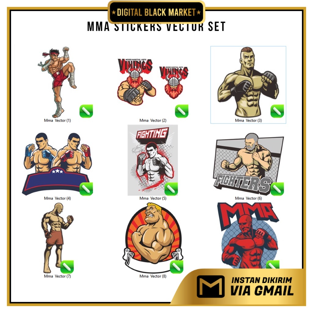 MMA Stickers Vector Set - Coreldraw