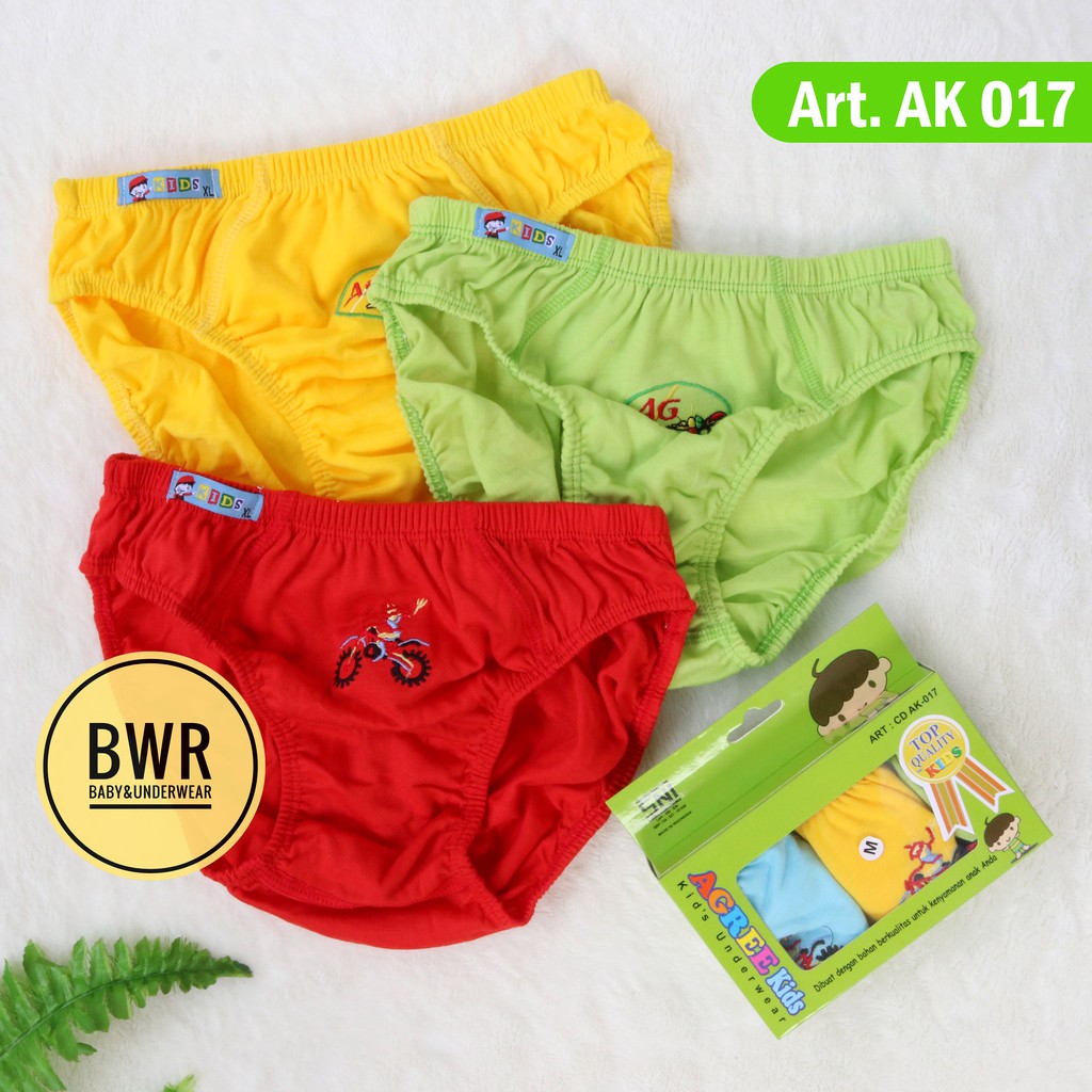 [ 3pc ] AGREE | Cd Agree Kids AK. 017 Hijau | Celana Dalam Anak Cowok