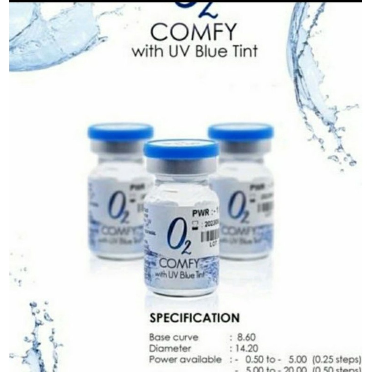 SOFTLENS BENING ORIGINAL O2 COMFY -0.50 s.d -20.00 SOFLEN MINUS TINGGI DIA.14.2mm Yearly Tahunan