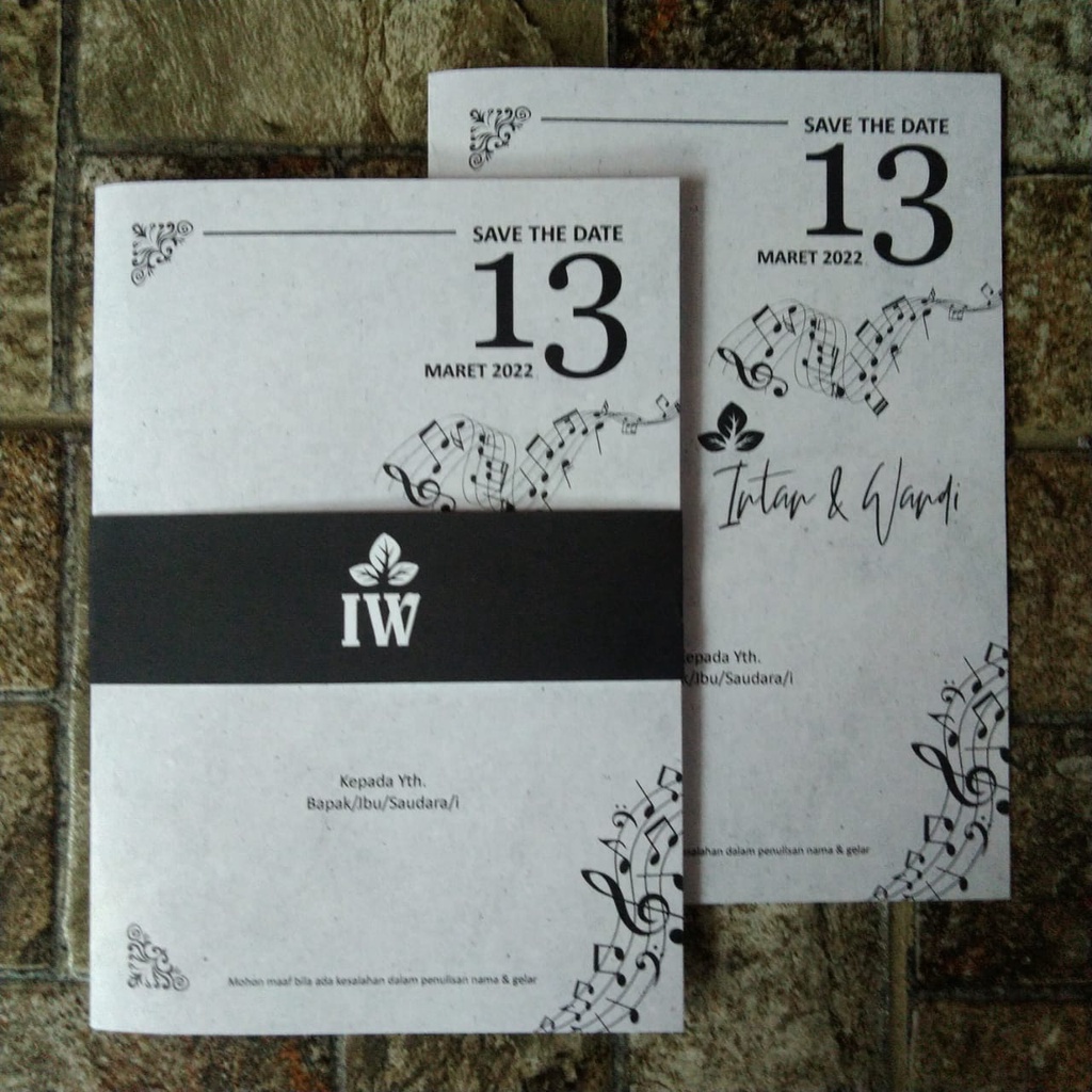 Jual UNDANGAN PERNIKAHAN UNIK LIST MURAH ELEGAN SIMPLE HITAM PUTIH