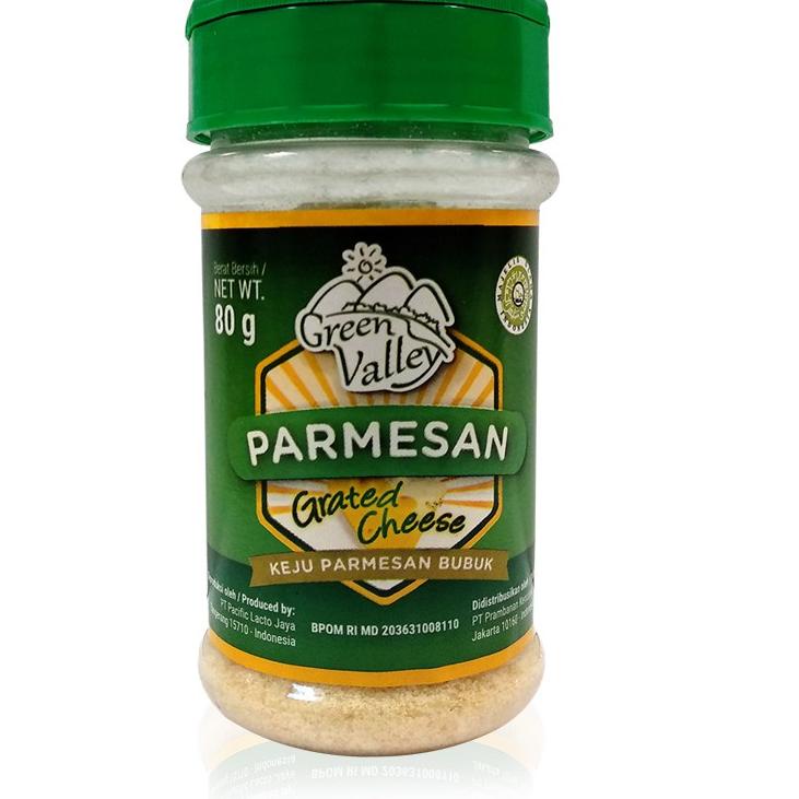 

Berkualitas! GREEN VALLEY Grated Parmesan Cheese 80 gram Keju Parmesan Parut