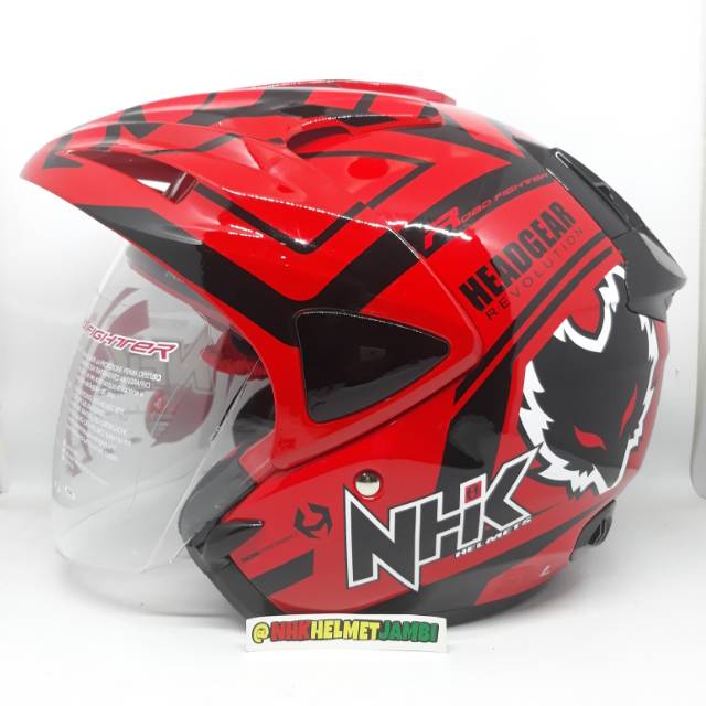HELM NHK PREDATOR / P1 MOTIF HEAD GEAR RED/BLACK BERKUALITAS