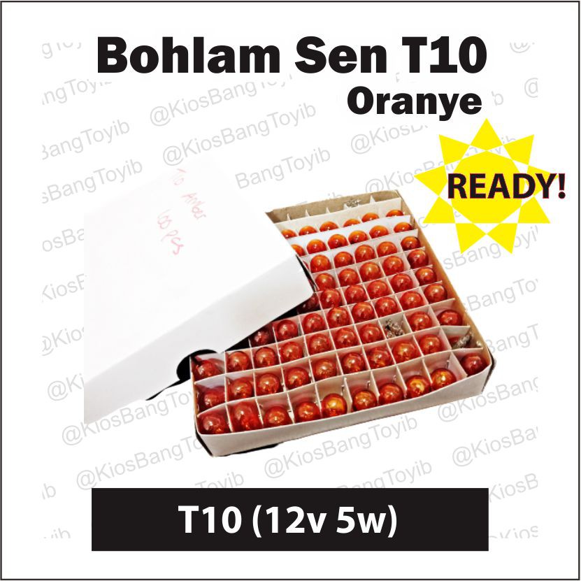 (100 pc) Bohlam Tancap T10 Sein Sen Kota Senja Clear Orange 𝐔𝐤𝐮𝐫𝐚𝐧 𝐓𝟏𝟎 𝟏𝟐𝐕 5𝐰𝐚𝐭𝐭 &quot;IMPACT&quot;