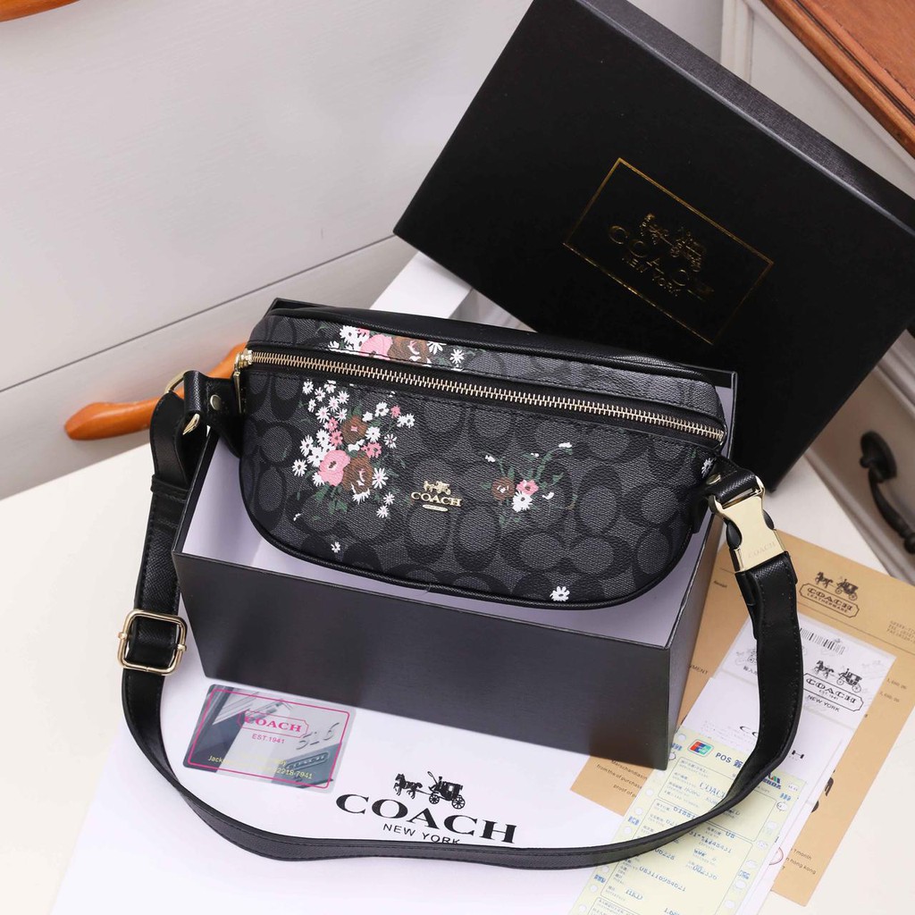 bumbag coach (bunga) 2111# tas pinggang wanita waistbag coach cewek