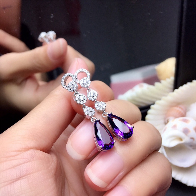 Anting Tusuk Gantung Wanita Desain Bunga Hias Cubic Zirconia AAA Gaya Eropaelegan Berkilau Untuk Pernikahan