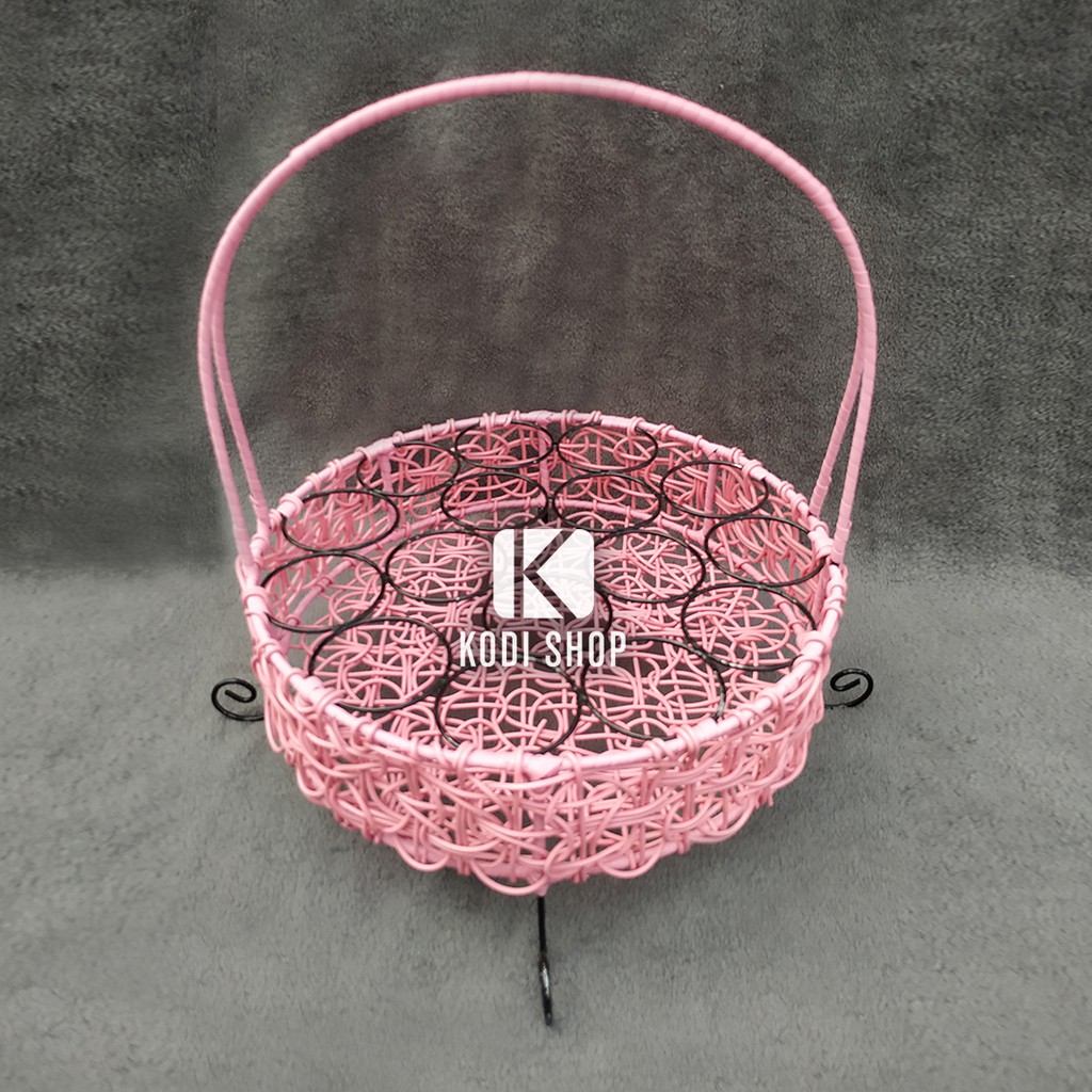 KERANJANG RAK + GAGANG ROTAN BREKELE SINTETIS AQUA CUP ISI 16, TEMPAT MINUM GELASAN ROTAN