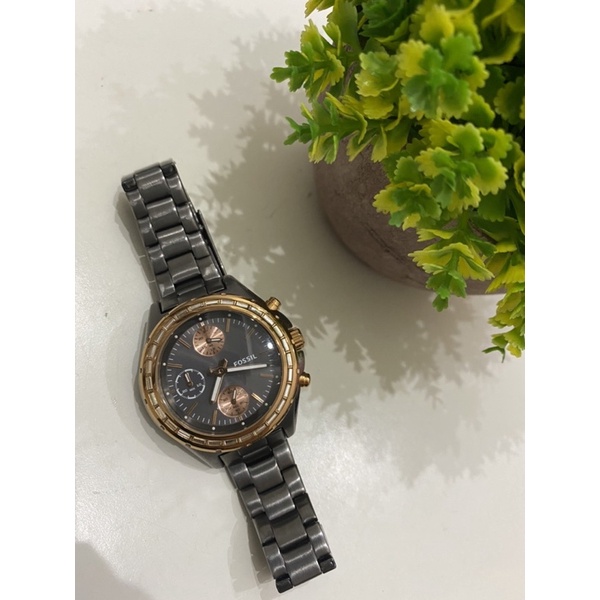 Jam Fossil Dylan preloved warna gun metal