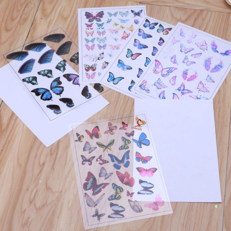 Siy 5 Lembar Stiker Butterfly Kristal Epoxy Resin Untuk Dekorasi Nail Art Diy