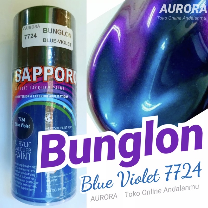 SAPPORO BUNGLON 7724 BLUE VIOLET saporo pilok pilox pylox cat semprot motor mobil sepeda